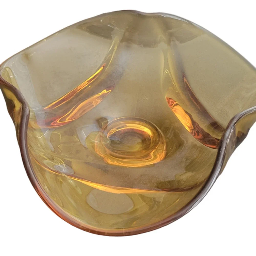 Vintage MCM Viking Epic 1969 Drape Centerpiece Chic large Art Glass Bowl 10 x 9
